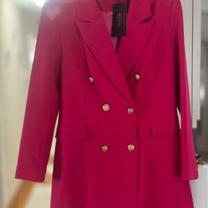 Women's Fuchsia Double-Breasted Blazer